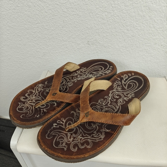 Olukai Paniolo Women’s Premium Leather Sandals In Natural Size 9 Women's - Picture 5 of 12